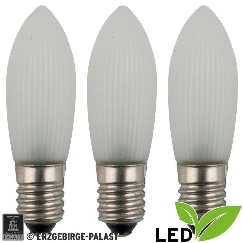 LED-Riffelkerze gefrostet - Sockel E10 - warmweiß - 0,1-0,2W