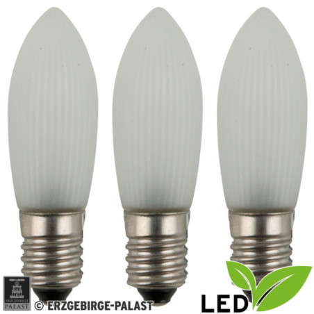 LED-Riffelkerze gefrostet - Sockel E10 - warmweiß - 0,1-0,2W