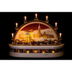 Schwibbogen Weihnachtsmarkt am "Molchner Stolln" zu Pobershau (limitierte Auflage) - 74x28x58 cm