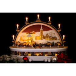 Schwibbogen Weihnachtsmarkt am "Molchner Stolln" zu Pobershau (limitierte Auflage) - 74x28x58 cm