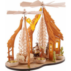 1-Tier Pyramid - Two Winged Wheels - Nativity, Colored - 37x35 cm / 14.5x14 inch
