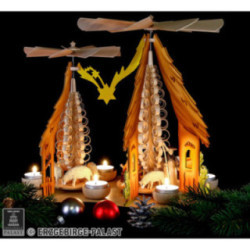1-stöckige Doppelpyramide 'Taulin' Christgeburt, farbig - 37x35 cm