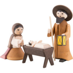 Holy Family, Set of Three, Stained - 7 cm / 2.8 inch