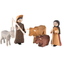Farmers, Set of Five, Stained - 7 cm / 2.8 inch
