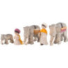 Elephant Herders, Set of Five, Stained - 7 cm / 2.8 inch