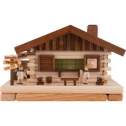 Räucher-Lichterhaus Skihütte mit Figur - 17x31 cm