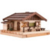 Smoking Lighted House - Ski Hut with Figurines - 17x31 cm / 6.7x12.2 inch
