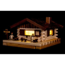 Räucher-Lichterhaus Skihütte mit Figur - 17x31 cm