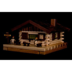 Räucher-Lichterhaus Skihütte mit Figur - 17x31 cm