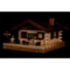 Smoking Lighted House - Ski Hut with Figurines - 17x31 cm / 6.7x12.2 inch