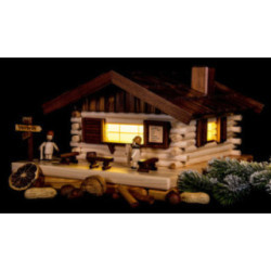Räucher-Lichterhaus Skihütte mit Figur - 17x31 cm