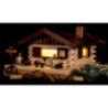 Smoking Lighted House - Ski Hut with Figurines - 17x31 cm / 6.7x12.2 inch