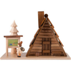Traditionelles Rauchhaus "Schutzhütte" mit Figur - 12x18 cm