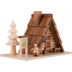 Traditionelles Rauchhaus "Schutzhütte" mit Figur - 12x18 cm