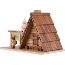 Smoking Hut - House "Refuge Hut" with Figure - 12x18 cm / 4.7x7 inch