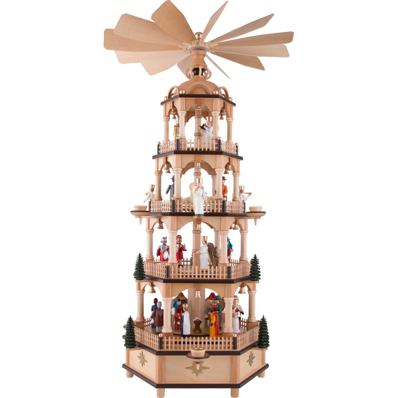 4-stöckige Pyramide Christi Geburt mit Musikspielwerk - 70 cm