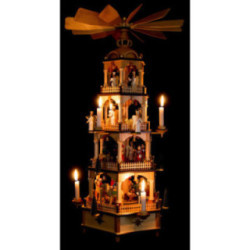 4-stöckige Pyramide Christi Geburt mit Musikspielwerk - 70 cm