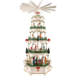 4-stöckige Pyramide Christi Geburt mit Musikspielwerk - 70 cm