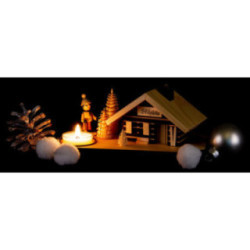 Smoking Hut - Ski Lodge - with Tea Light Holder - 10 cm / 3.9 inch
