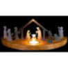 Tea Light Holder - Silhouette M Oak - Nativity Scene - 15 cm / 5.9 inch