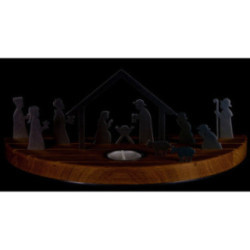 Teelichthalter Silhouette M Weihnachtskrippe Eiche - 15 cm
