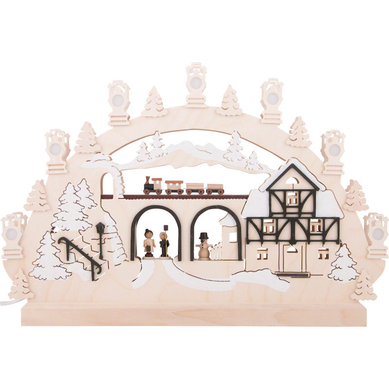 3D-Doppelschwibbogen Eisenbahn - 42x30x4,5 cm