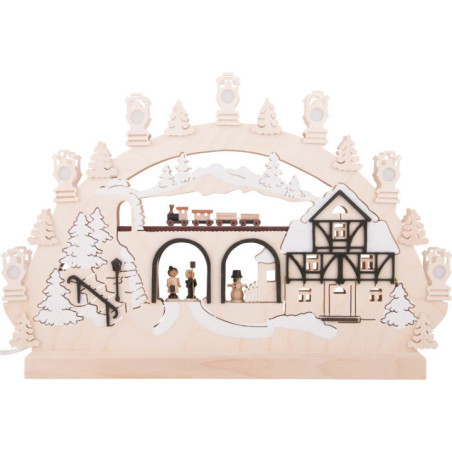 3D-Doppelschwibbogen Eisenbahn - 42x30x4,5 cm
