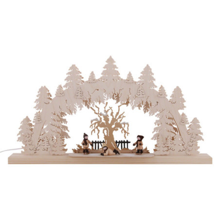 Doppel Schwibbogen Schlittschuhläufer 3 Figuren - 62x33x5,5 cm