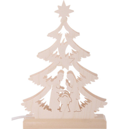 Lichterspitze Mini-Baum Krippenszene - 23,5x15,5x4,5 cm