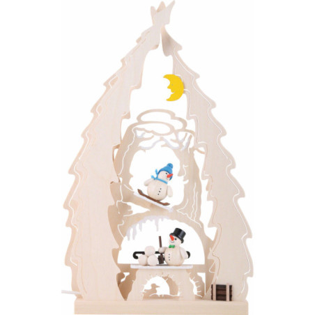 Lichterspitze Baum mit Schneemännern - 43x25x4,5 cm