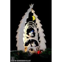 Lichterspitze Baum mit Schneemännern - 43x25x4,5 cm