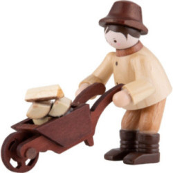 Thiel Figurine - Forest Man with Wheelbarrow - natural - 6 cm / 2.4 inch