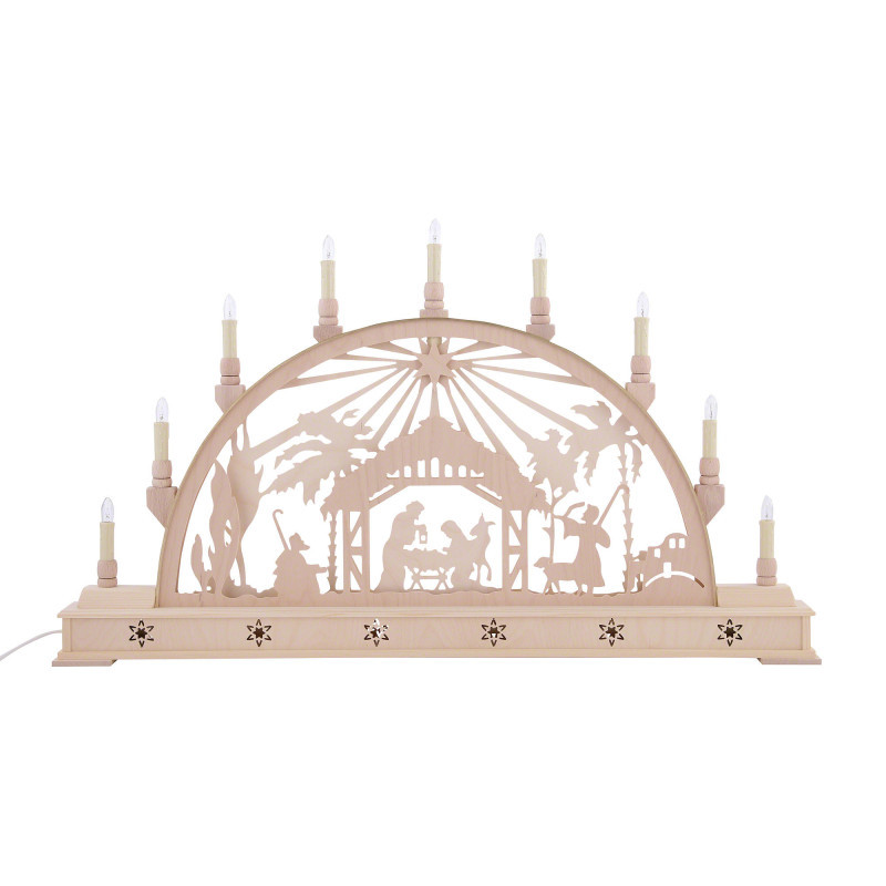 Schwibbogen Christi Geburt mit Stern und Sockel - 78 cmx45 cm