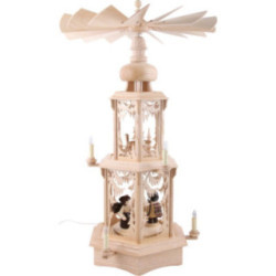 2-stöckige Pyramide Walddesign - elektrisch mit Figuren - 77 cm