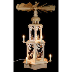 2-stöckige Pyramide Walddesign - elektrisch mit Figuren - 77 cm