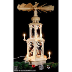 2-stöckige Pyramide Walddesign - elektrisch mit Figuren - 77 cm