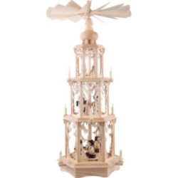 3-stöckige Pyramide Walddesign - elektrisch mit Figuren - 105 cm