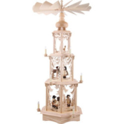 3-stöckige Pyramide Walddesign - elektrisch mit Figuren - 105 cm