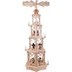 4-Tier Christmas Pyramid - Forest Design - Electrical with Figurines - 135 cm / 53 inch