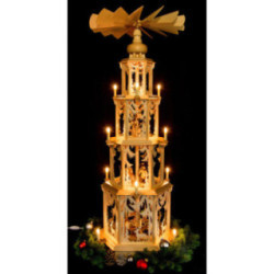 4-stöckige Pyramide Walddesign - elektrisch mit Figuren - 135 cm