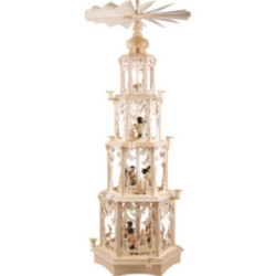 4-stöckige Pyramide Walddesign - Wachskerzen mit Figuren - 135 cm