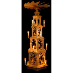 4-stöckige Pyramide Walddesign - Wachskerzen mit Figuren - 135 cm