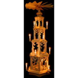 4-Tier Christmas Pyramid - Forest Design - Wax Candles without Figurines - 135 cm / 53 inch