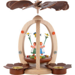 1-stöckige Pyramide mit Blumenkindern - natur - 30 cm