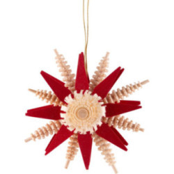 Tree Ornament - Wood Chip Star - Red - 7 cm / 2.8 inch