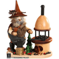 Räuchermännchen Waldwichtel auf Brett Schmied - 26 cm