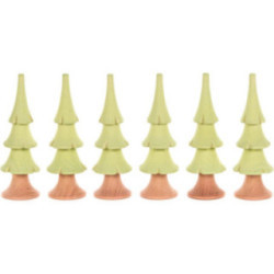 Solid Wood Trees - Bright Green - 6 pieces - 8 cm / 3.1 inch