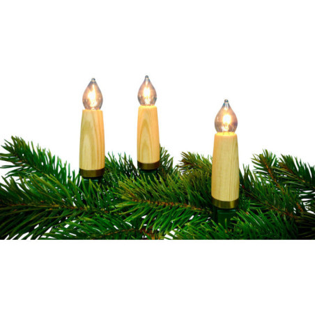 NARVA Light String with 30 Wood Shaft Bulbs - Pine Wood