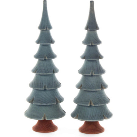 Massivholzbäume grün, 2-teilig - 14,5 cm