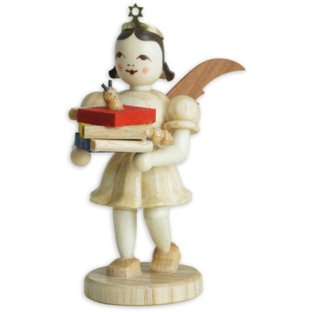 Kurzrockengel mit Bücherwurm, natur  - 6,6 cm